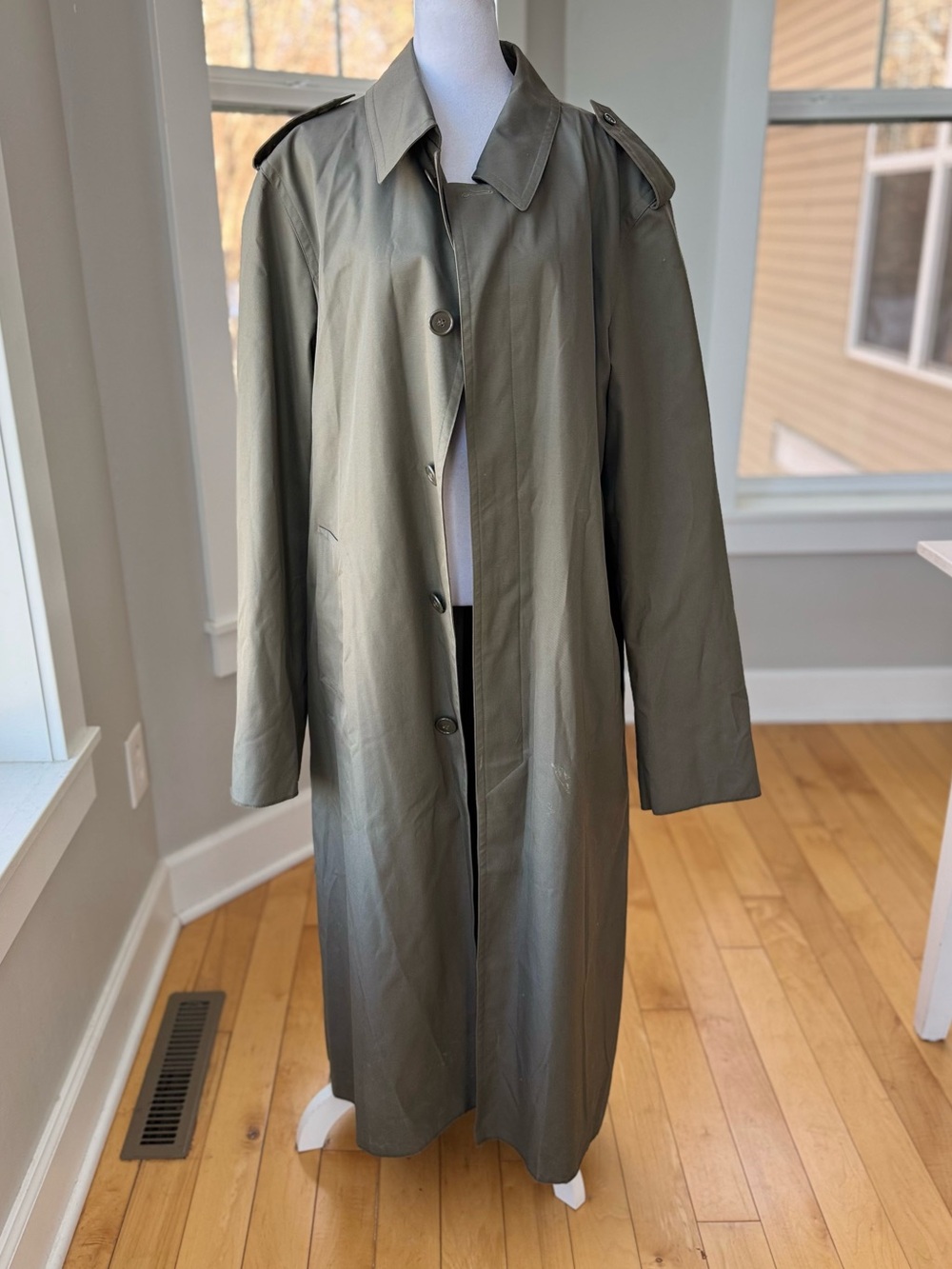 Vintage CB Industries Gray Trench Coat Made in France Deadstock Sz XL - Picture 6 of 13